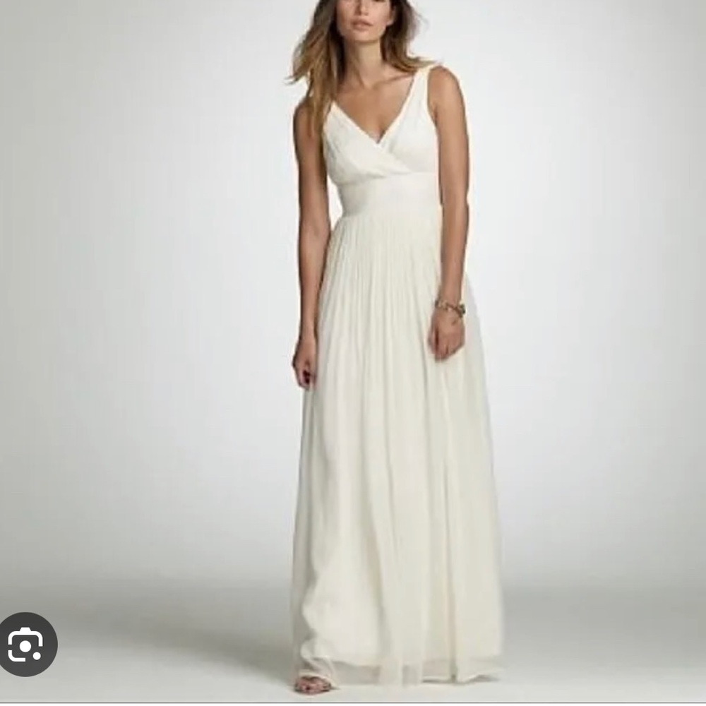 J.Crew Ivory Long Sophia Gown Silk chiffon